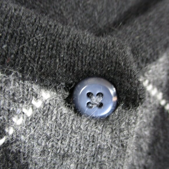 Cashmere Apt 9 Sweater Womens Large Black Gray Argyle Cardigan Lightweight Soft - Picture 4 of 14